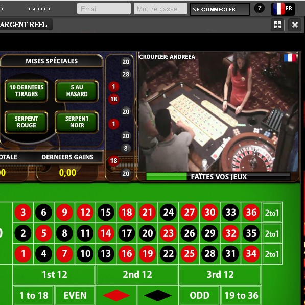 Joueurs a la table de roulette en direct du Penthouse Casino Joueurs a la table de roulette en direct du Penthouse Casino