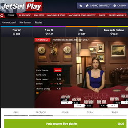 Jeux live sur JetsetPlay Casino Jeux live sur JetsetPlay Casino