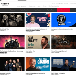 Programme du mois d'Octobre au Casino de Montreal