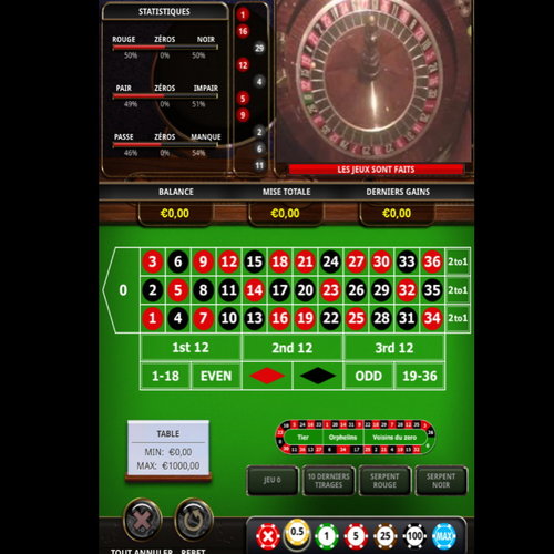 Roulette en ligne version mobile de Casino Extra