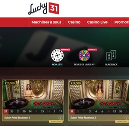 Evolution Salon Privé pour joueurs VIP sur Lucky31 Casino