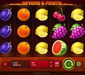Machine a sous Sevens and Fruits de Playson