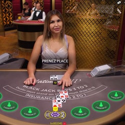 Dealer at EVolution Gaming's Platinum Blackjack table