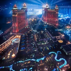 Vue aérienne de Macao et ses casinos