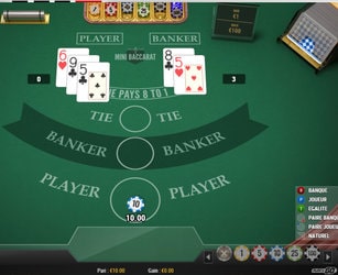 Table Mini Baccarat en RNG et sans croupiers en direct