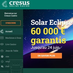 Promo Solar Eclipse de Cresus Casino avec tournois machines a sous playson