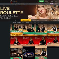 Jeux en direct de Pragmatic Play Live Casino sur Fortunejack