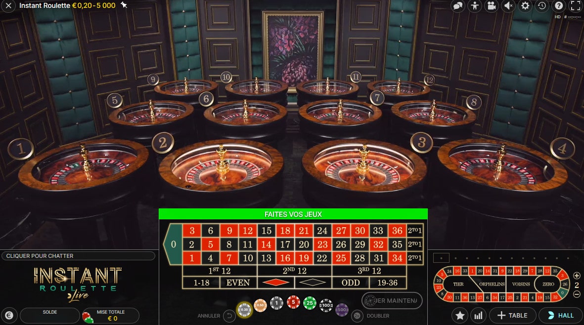 Instant Roulette d'Evolution Gaming