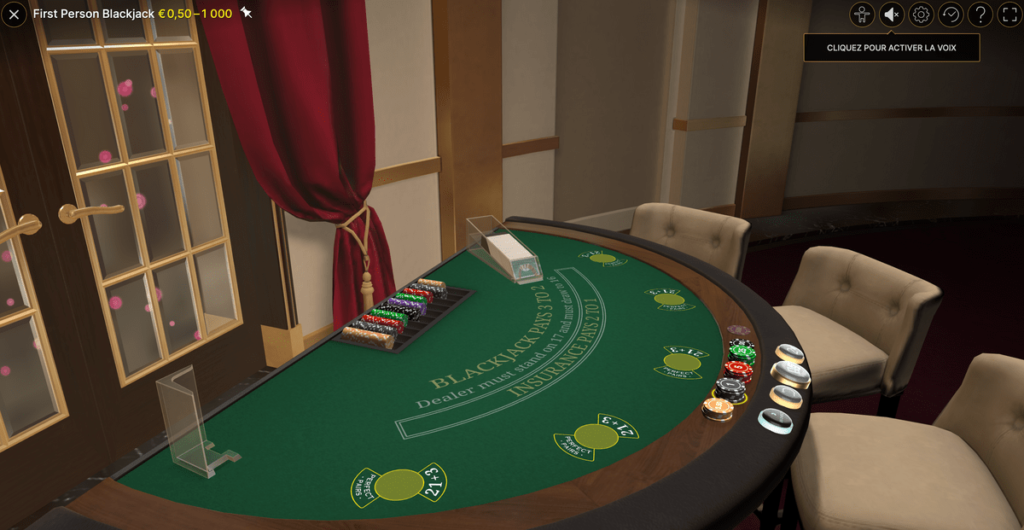 Blackjack First Person Revue d'un jeu de black jack d'Evolution en RNG