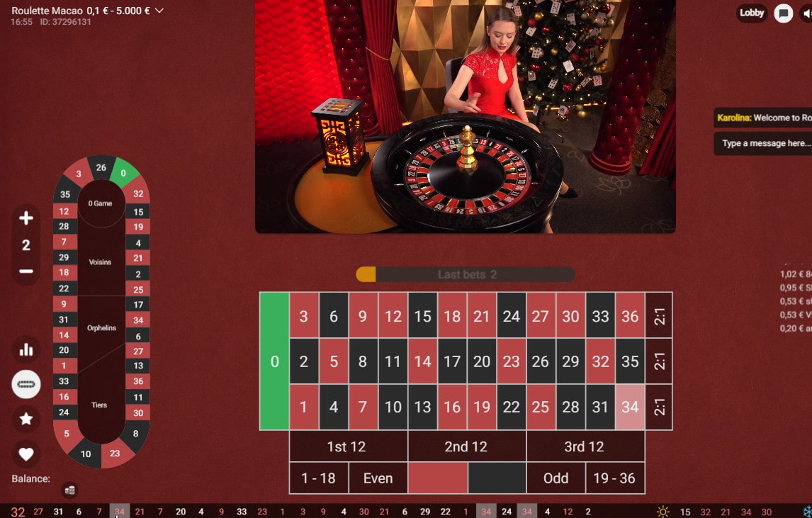 Plan de vue de la Roulette Macao de Pragmatic Play Live Casino