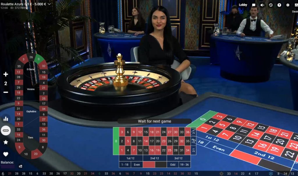 Le jeu en direct Roulette Azure de Pragmatic Play Live Casino