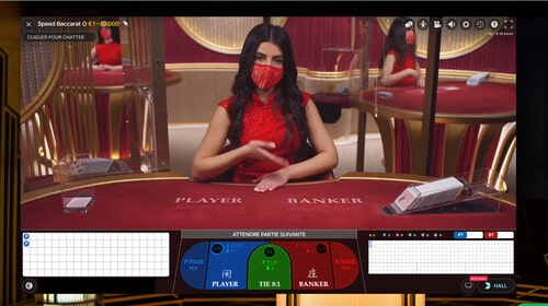 Croupière du jeu en live Speed baccarat d'Evolution