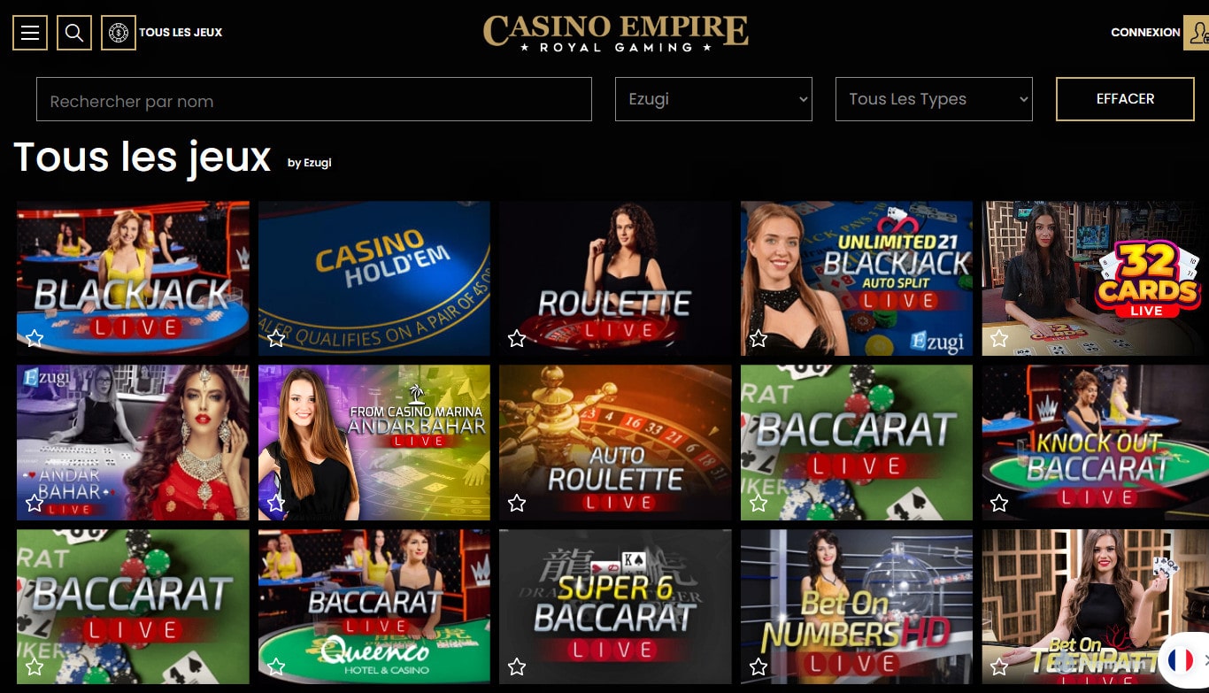 Casino Empire dans le top 5 de Croupiers en Direct