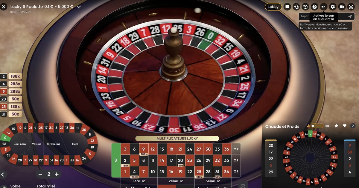Cylindre roulette Lucky 6 de Pragmatic Play Live