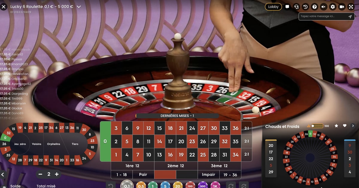 Roulette en ligne Lucky 6 de Pragmatic Play Live