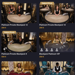 14 tables privatives Platinum Private Blackjack sur Azur Casino