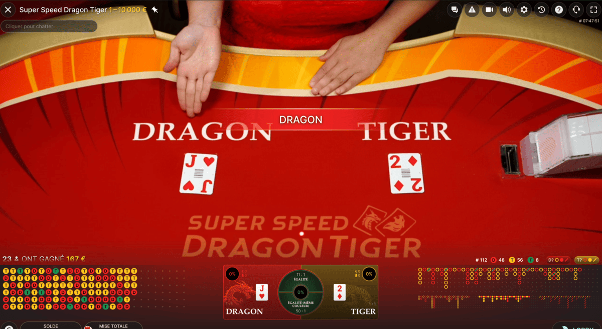 Table Super Speed Dragon Tiger