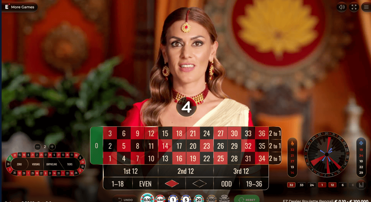 Croupiere en direct sur Roulette Bengali