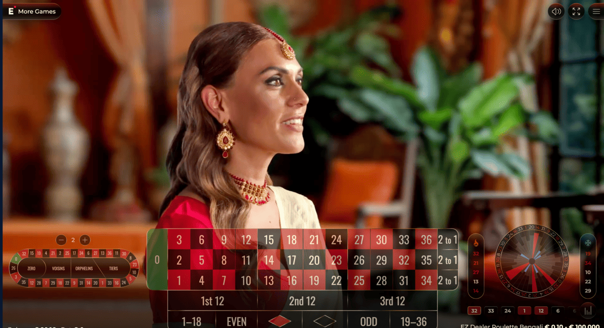 Live Croupiere sur Roulette Bengali