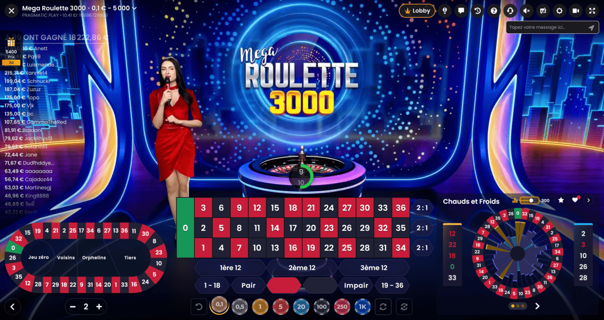 Studio du jeu en live Mega Roulette 3000