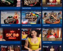 Jeux avec Live Dealers d'Ezugi
