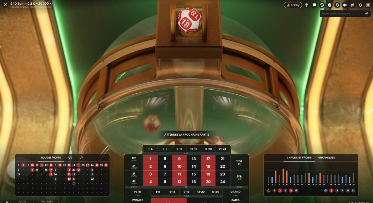 Numero Gagnant au loto en ligne 24D Spin